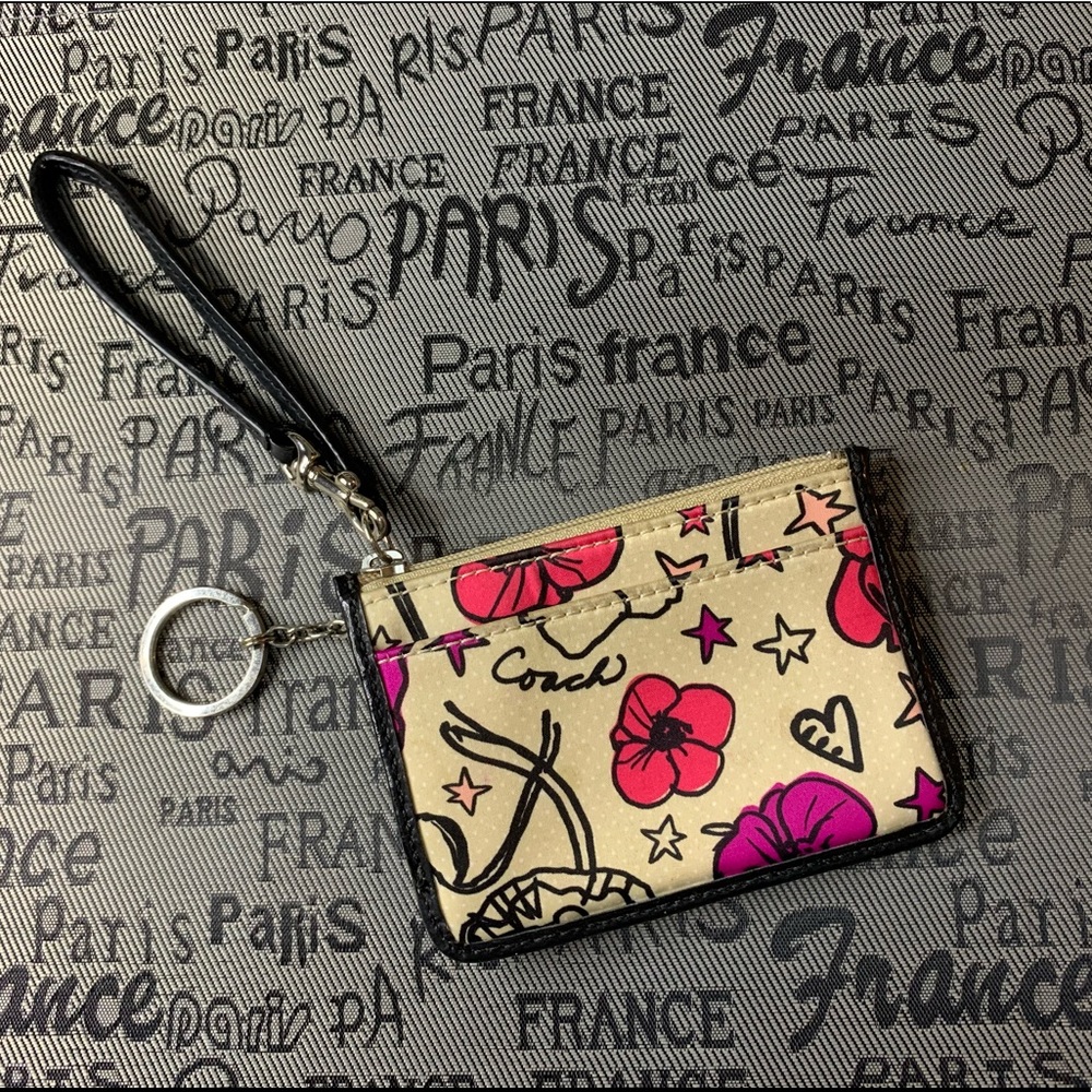 coach poppy key/ card holder wallet case